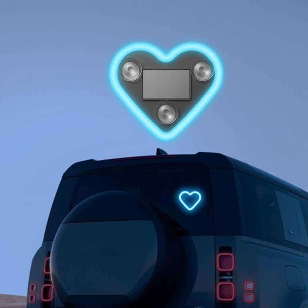 Car LED Ambient Light - Solar-Powered Heart-Shaped LED Neon Light, with Three Suction Cups, Five Lighting Adjustments, Waterproof ABS Material, for Cars (Red,2pcs) - Image 7
