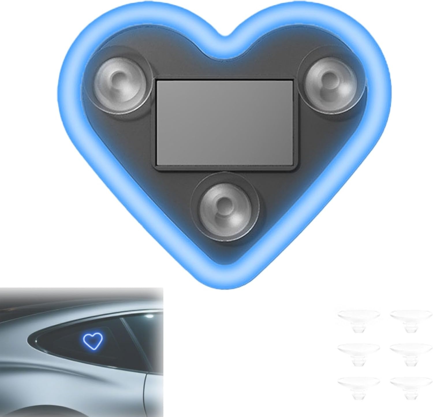 Car LED Ambient Light - Solar-Powered Heart-Shaped LED Neon Light, with Three Suction Cups, Five Lighting Adjustments, Waterproof ABS Material, for Cars (Red,2pcs) - Image 13