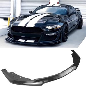 3Pcs Front Bumper Lip Splitter Compatible with for Ford Mustang GT500 MP Style 2015-2022 Front Lower Lip Trim Protection Splitters Spoiler (Carbon Fiber Print)