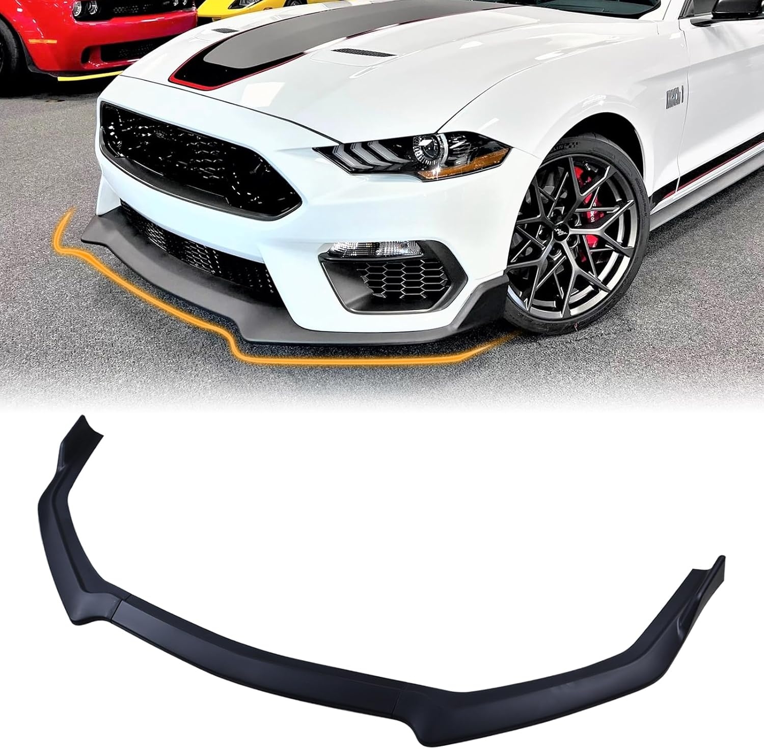 Front Lip Bumper Fit for Ford Mustang GT 2018-2023 Chin Splitter Spoiler Diffuser Protector Guard Wing Body Kit Air Dam Mustang Accessories(Matte Black)