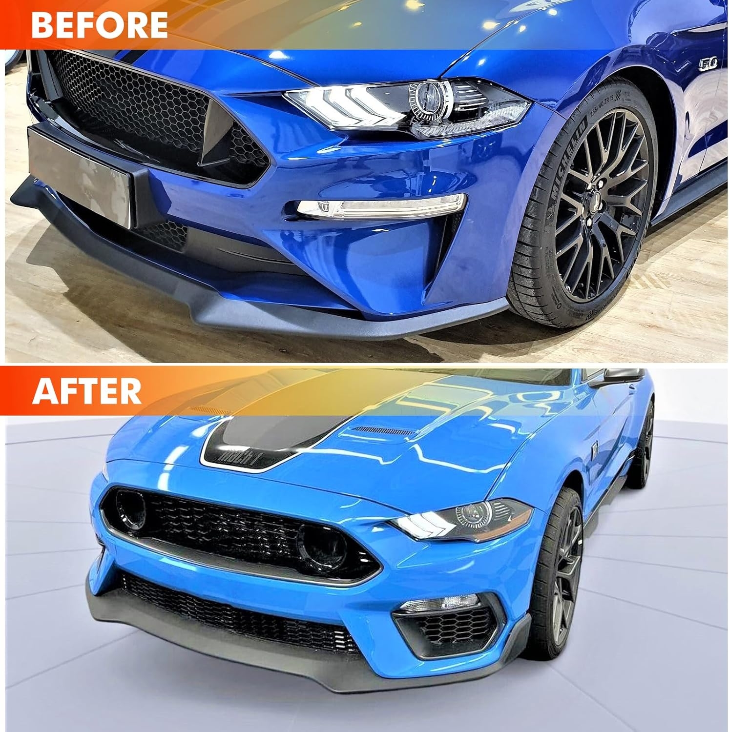 Front Lip Bumper Fit for Ford Mustang GT 2018-2023 Chin Splitter Spoiler Diffuser Protector Guard Wing Body Kit Air Dam Mustang Accessories(Matte Black) - Image 3