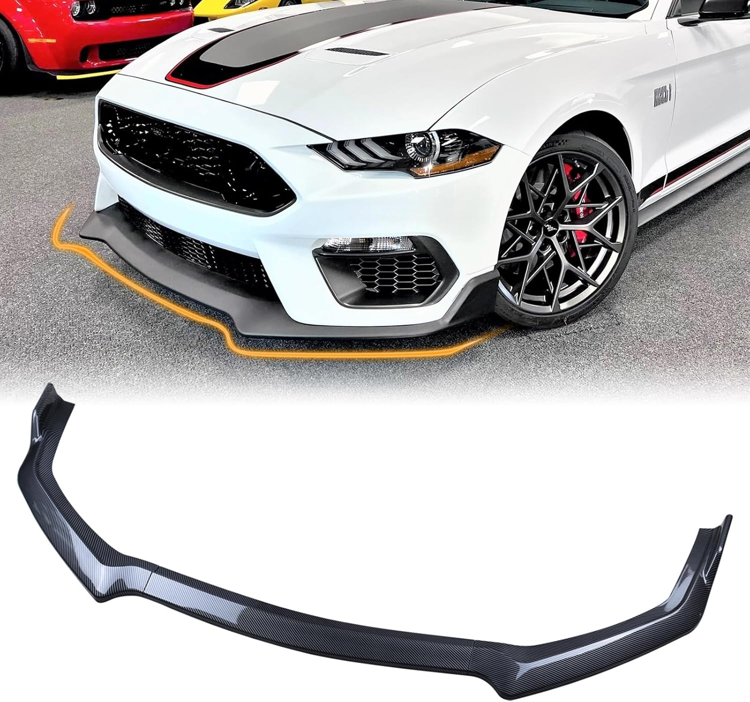 Front Lip Bumper Fit for Ford Mustang GT 2018-2023 Chin Splitter Spoiler Diffuser Protector Guard Wing Body Kit Air Dam Mustang Accessories(Matte Black) - Image 7