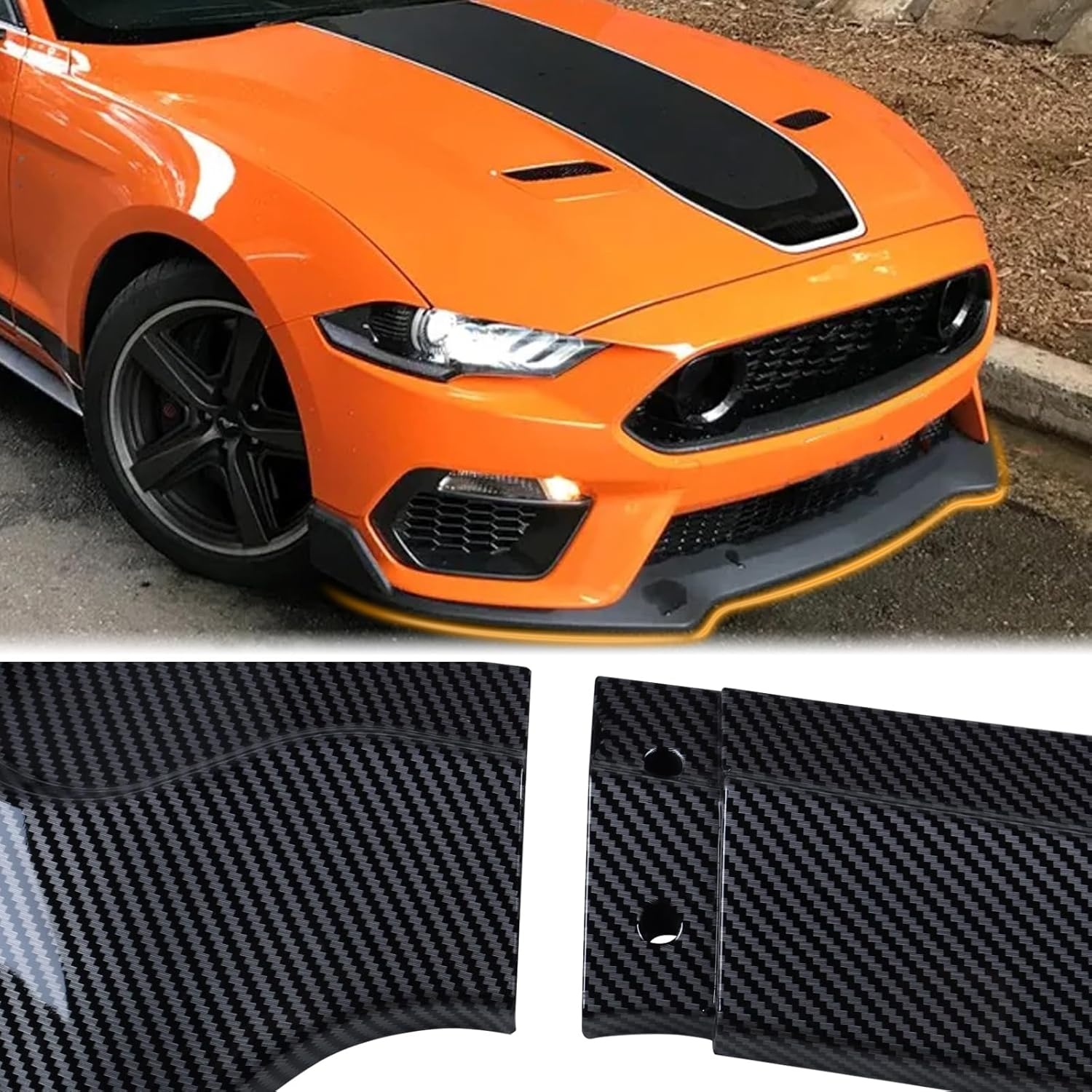 Front Lip Bumper Fit for Ford Mustang GT 2018-2023 Chin Splitter Spoiler Diffuser Protector Guard Wing Body Kit Air Dam Mustang Accessories(Matte Black) - Image 8
