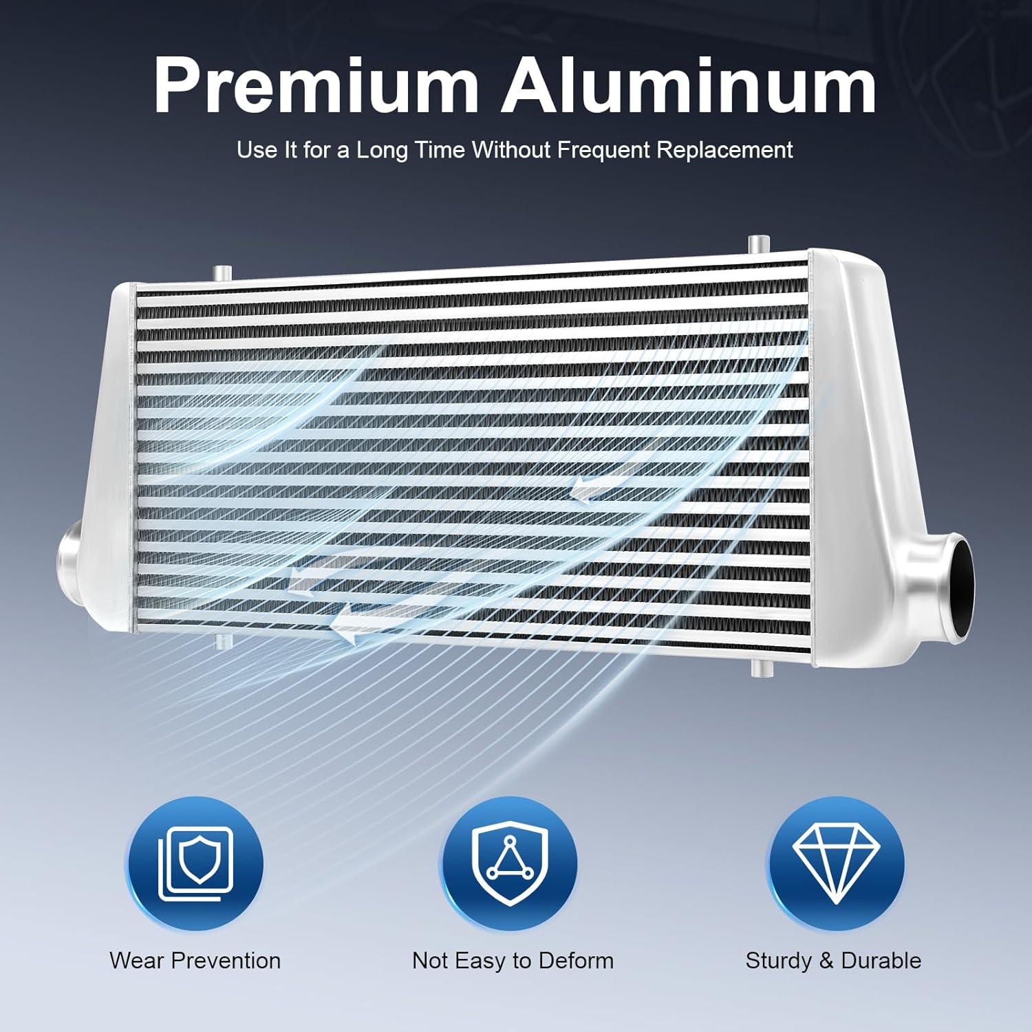 Intercooler Kit, 1000HP Aluminum Intercooler 3" Inlet & Outlet, 3.5" Core 5-50PSI - Universal Intercooler for Any Turbo Charger System 32°F~302°F, 31"X12"X4" - Image 2