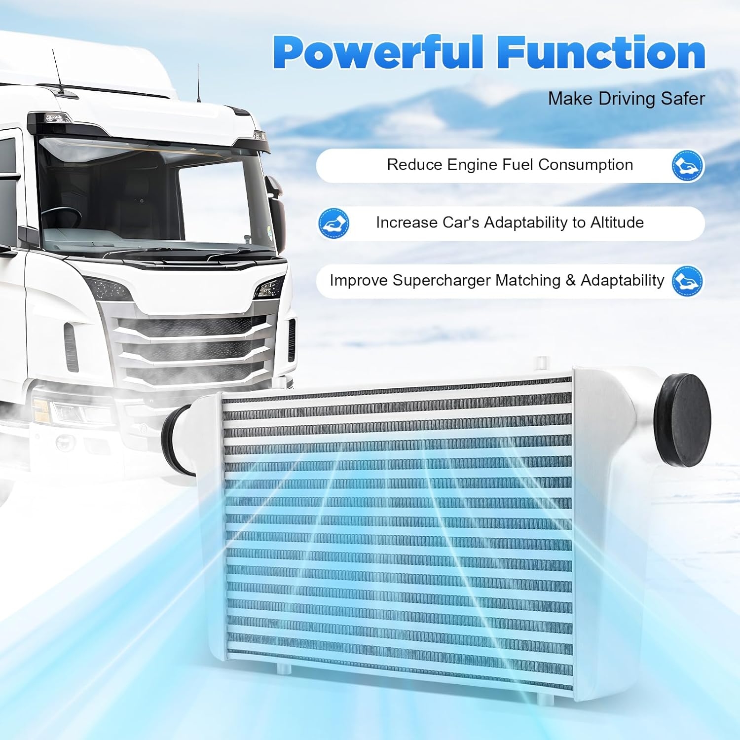 Intercooler Kit, 1000HP Aluminum Intercooler 3" Inlet & Outlet, 3.5" Core 5-50PSI - Universal Intercooler for Any Turbo Charger System 32°F~302°F, 31"X12"X4" - Image 10