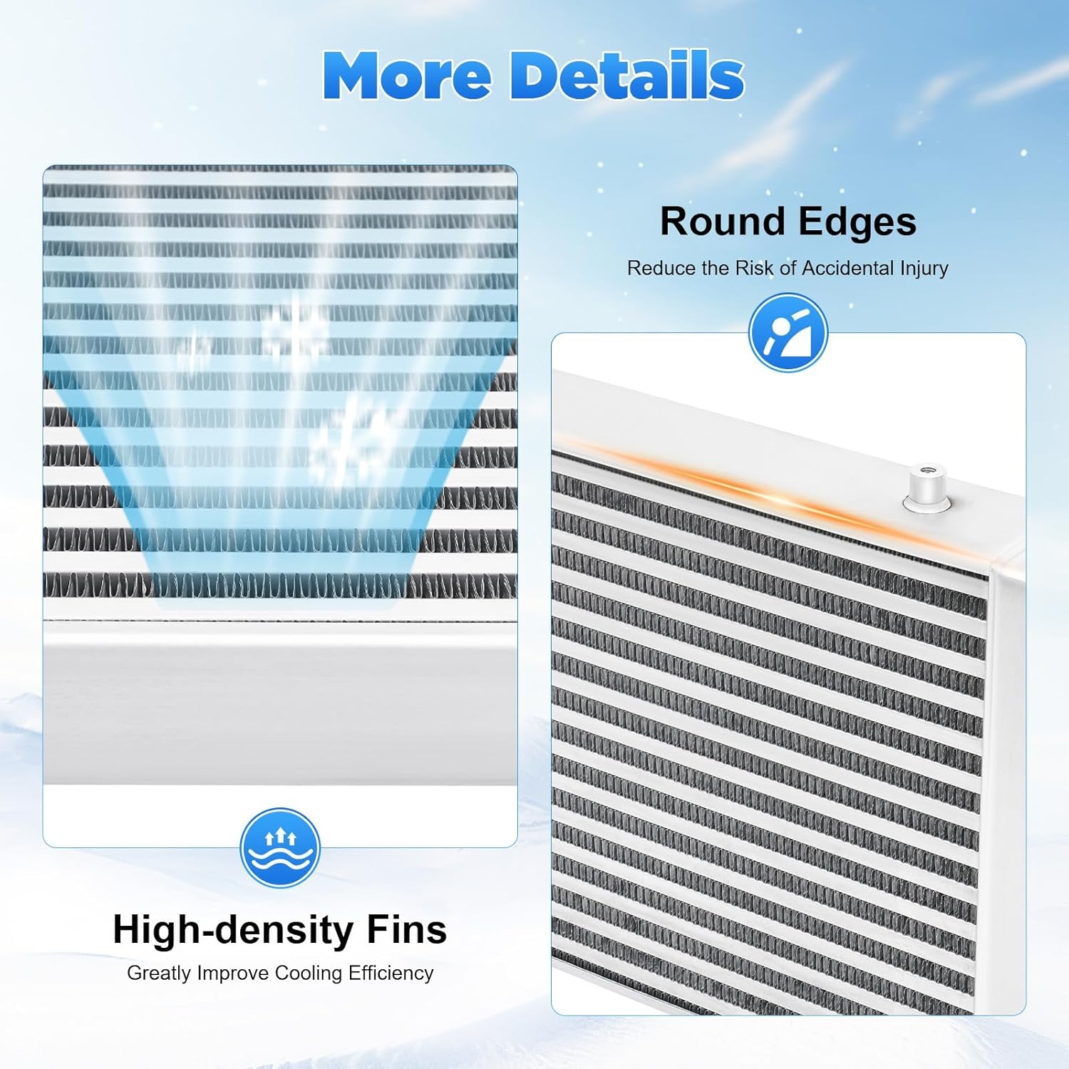 Intercooler Kit, 1000HP Aluminum Intercooler 3" Inlet & Outlet, 3.5" Core 5-50PSI - Universal Intercooler for Any Turbo Charger System 32°F~302°F, 31"X12"X4" - Image 12