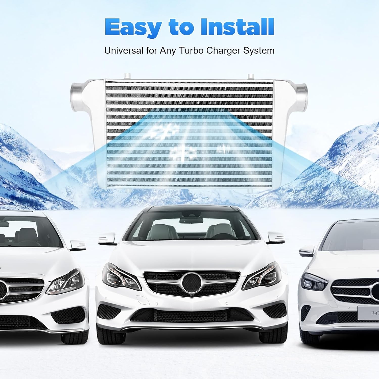 Intercooler Kit, 1000HP Aluminum Intercooler 3" Inlet & Outlet, 3.5" Core 5-50PSI - Universal Intercooler for Any Turbo Charger System 32°F~302°F, 31"X12"X4" - Image 13