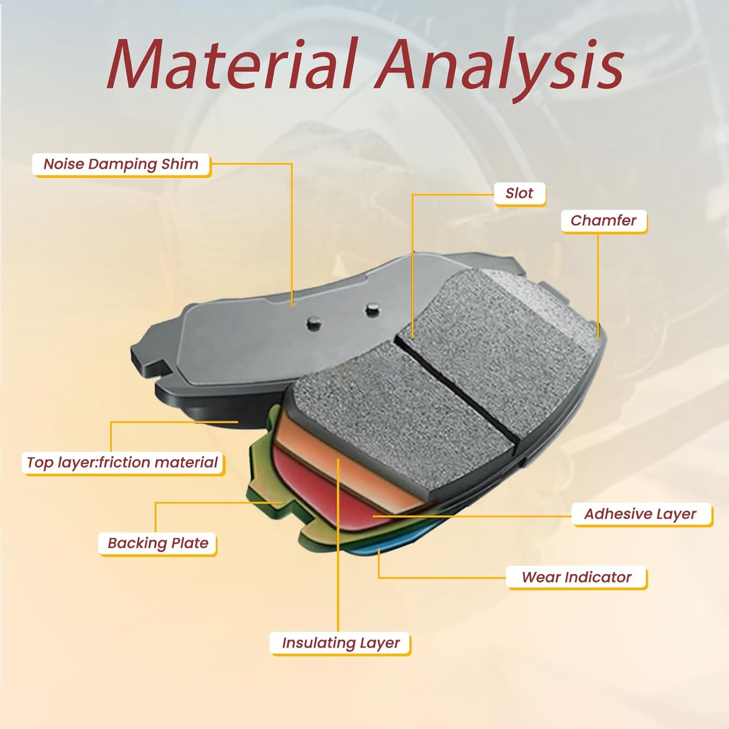MILLISEC Front Brake Pads Set Compatible with 1989-2019 Honda Accord/CR-V-All/CR-Z-All/ILX-Gas/Element/Fit-Electric/Civic Car Brake Pads OEM Replaces 17-914 - Image 2