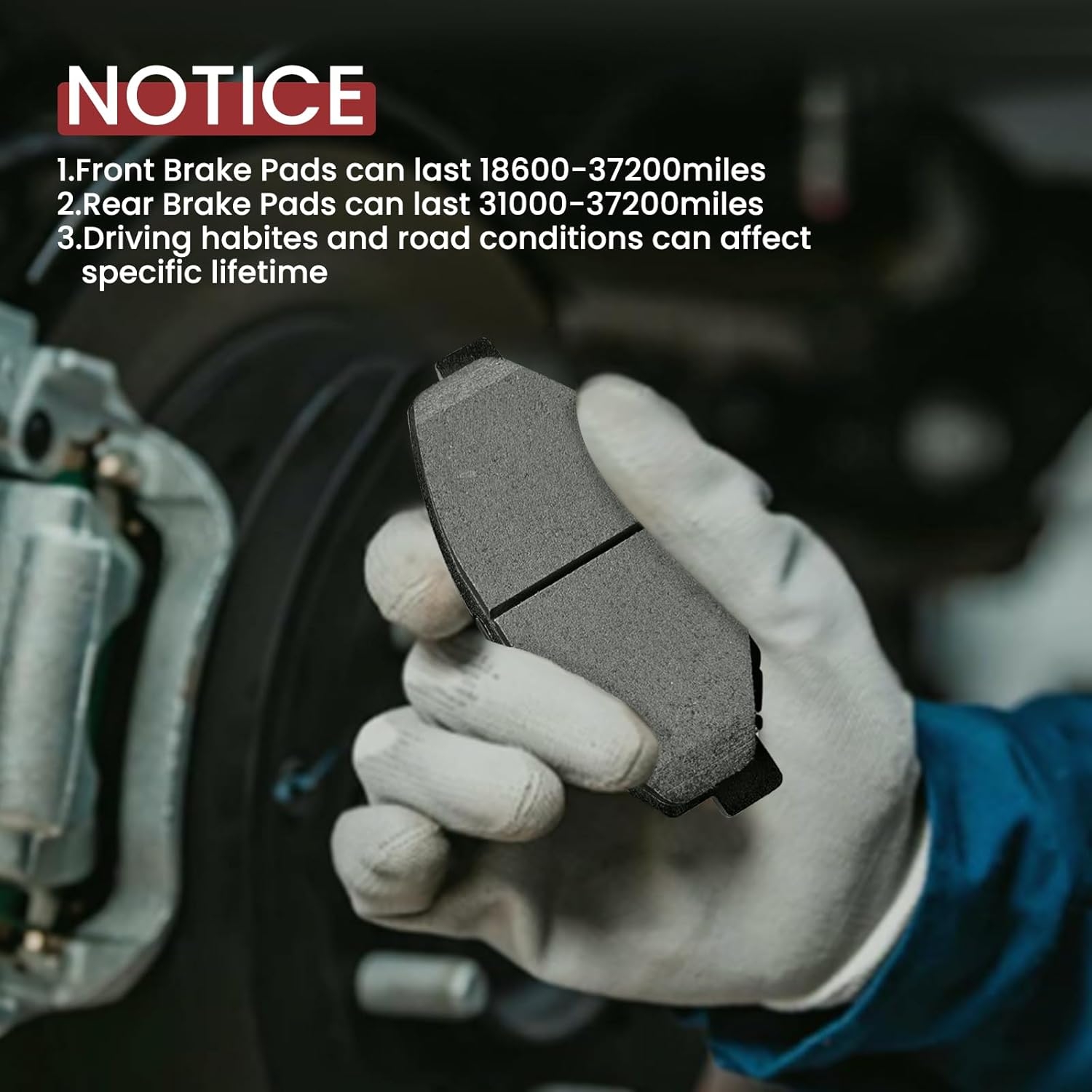 MILLISEC Front Brake Pads Set Compatible with 1989-2019 Honda Accord/CR-V-All/CR-Z-All/ILX-Gas/Element/Fit-Electric/Civic Car Brake Pads OEM Replaces 17-914 - Image 7