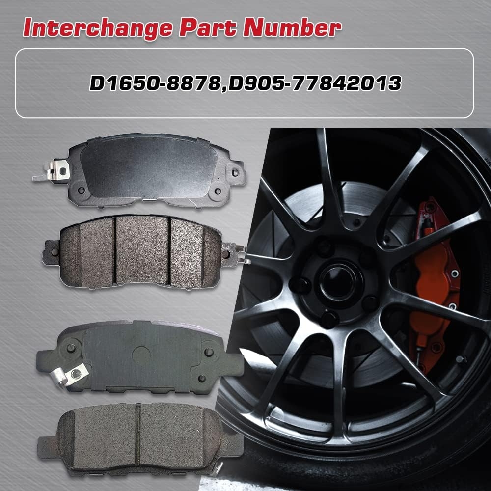 Replacement for Front & Rear Ceramic Brake pads Set 2016 2017 2018 2019 Honda Civic D1451 D914 - Image 44