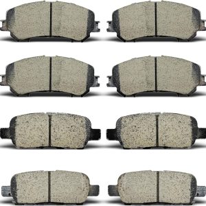 8pcs Front Rear Ceramic Brake Pads Compatible with 2014-2019 Nissan Rogue 2 Row Seating Models