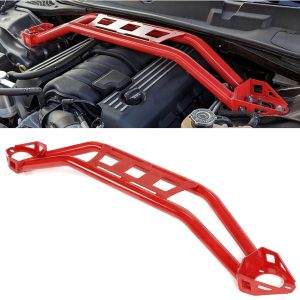 KUAFU Strut Tower Brace Compatible with 2008-2023 Dodge Challenger Front Twin Tube Design Red Steel Powder Coated