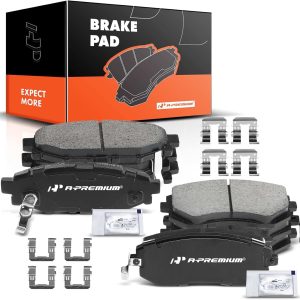 A-Premium Front & Rear Ceramic Disc Brake Pads Set Compatible with Select Subaru Models – Forester 2009-2013 2.5L, Impreza 2008-2011/2013, Legacy/Outback 2005-2013, with Hardware, 8 Pcs
