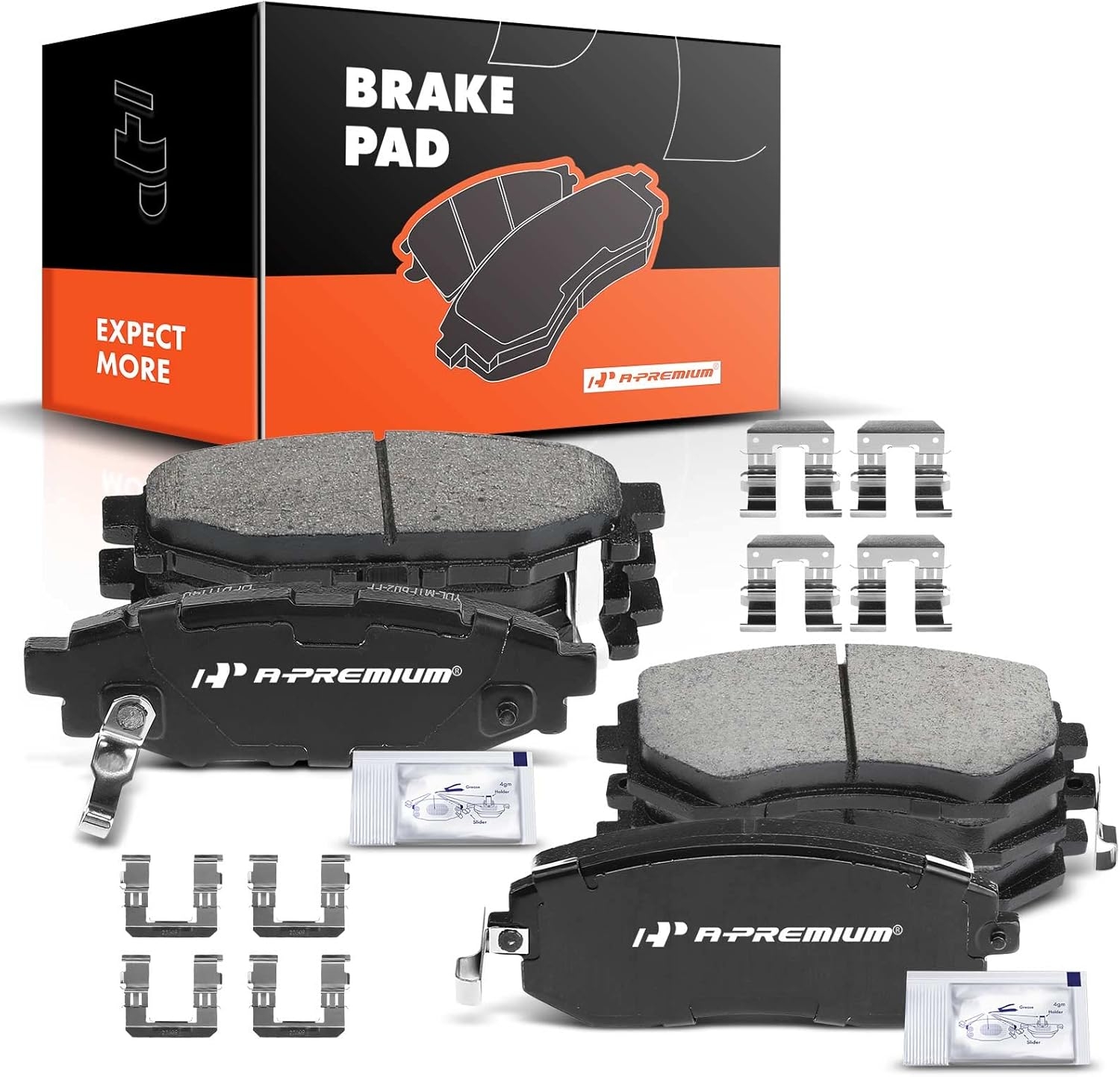 A-Premium Front & Rear Ceramic Disc Brake Pads Set Compatible with Select Subaru Models - Forester 2009-2013 2.5L, Impreza 2008-2011/2013, Legacy/Outback 2005-2013, with Hardware, 8 Pcs