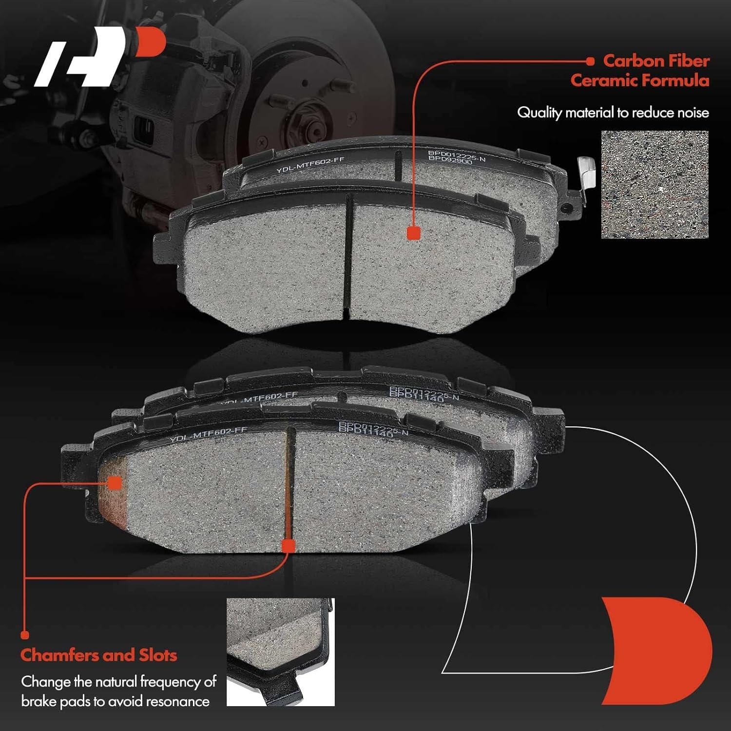 A-Premium Front & Rear Ceramic Disc Brake Pads Set Compatible with Select Subaru Models - Forester 2009-2013 2.5L, Impreza 2008-2011/2013, Legacy/Outback 2005-2013, with Hardware, 8 Pcs - Image 3