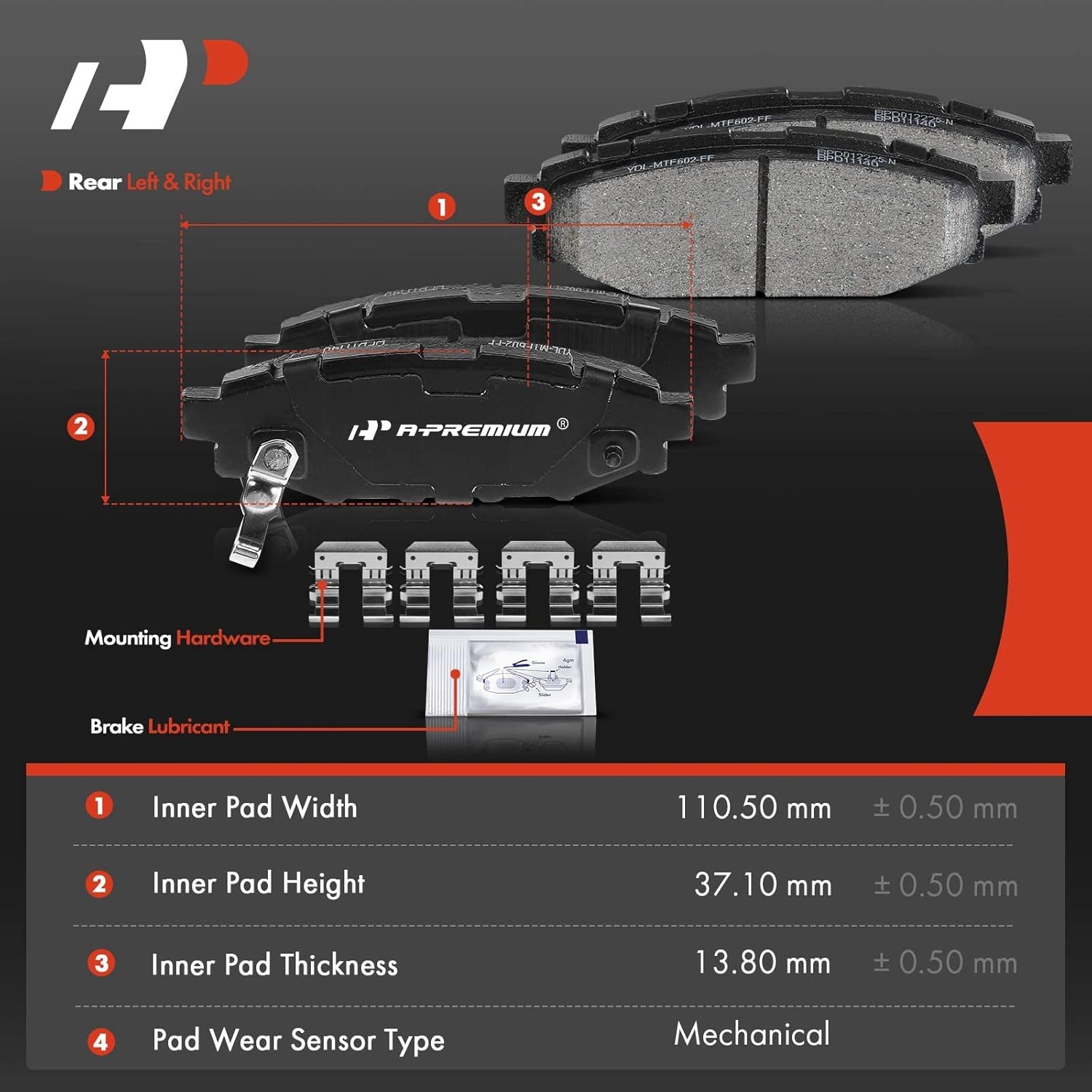 A-Premium Front & Rear Ceramic Disc Brake Pads Set Compatible with Select Subaru Models - Forester 2009-2013 2.5L, Impreza 2008-2011/2013, Legacy/Outback 2005-2013, with Hardware, 8 Pcs - Image 6