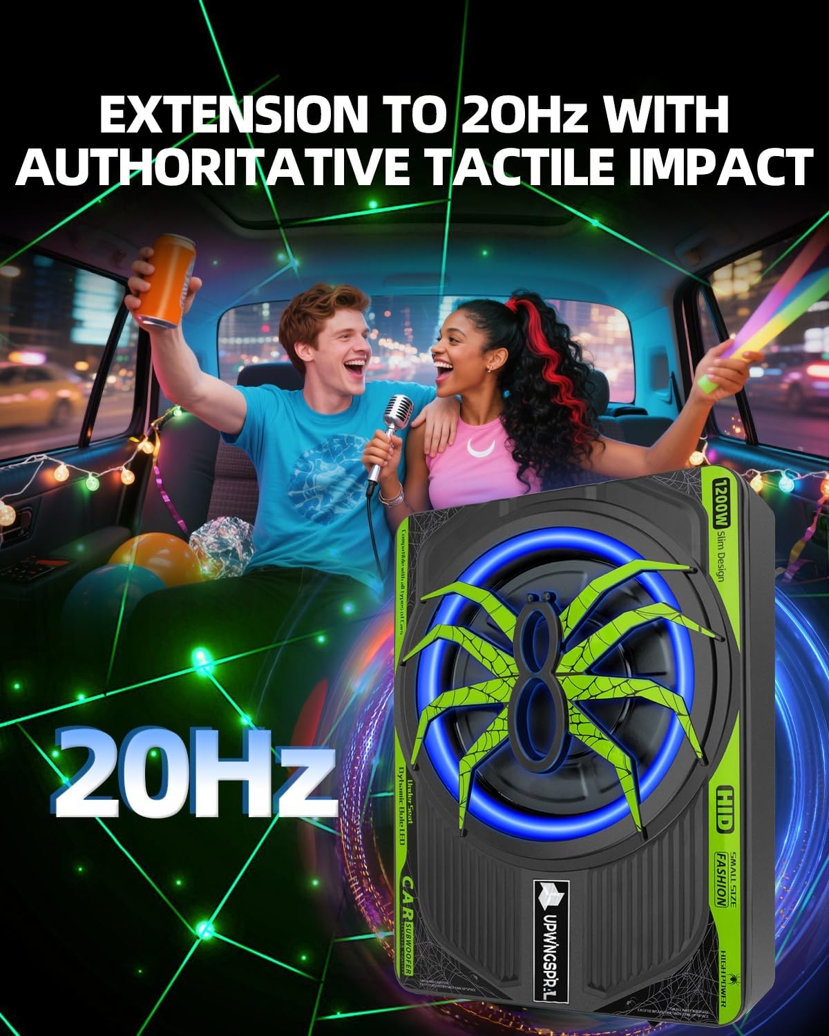 1200W RGB Subwoofer, Slim Under Seat Car Subwoofer and Amp Package with RGB Beat-Synced Light, Individual Control for Low Pass/Gain/Boost Bass, Deep Bass Perfect for Truck/SUV/Jeep/Sedan - Image 5