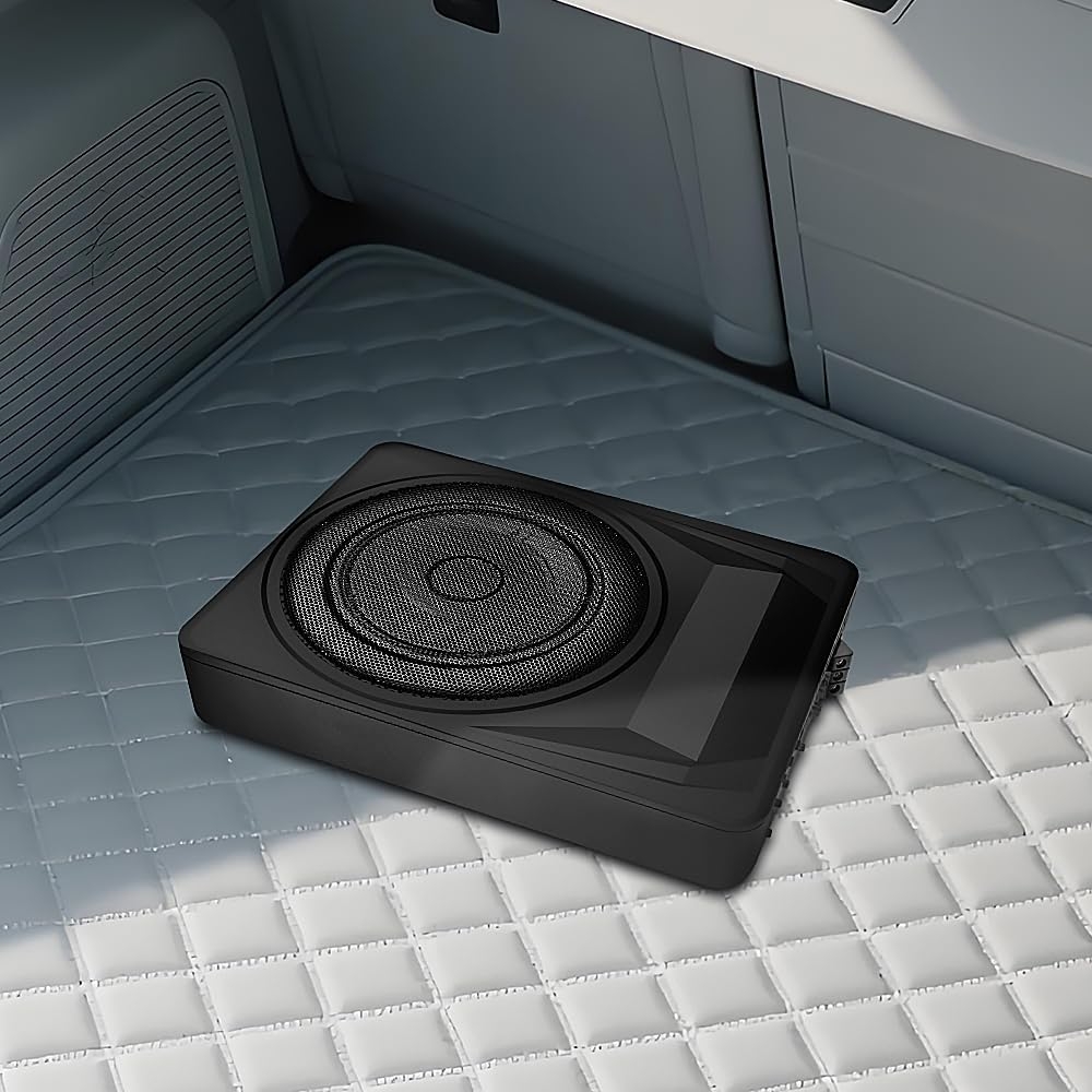 10 Inch 1200W Slim Under Seat Car Subwoofer with Built-in Amplifier - Powered Subwoofer for Car/Truck, High/Low Level Inputs, Remote Control, Enhanced Bass (14" L x 10.2" W x 3" H) - Image 6