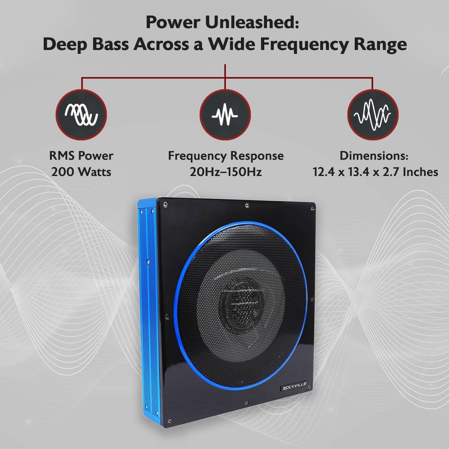 Rockville RW10CA 800W Peak Slim 10" Active Powered Car Subwoofer, Built-in Amp, Hardwired Remote Control, Low Profile Design for Compact Car Audio Systems - Image 2