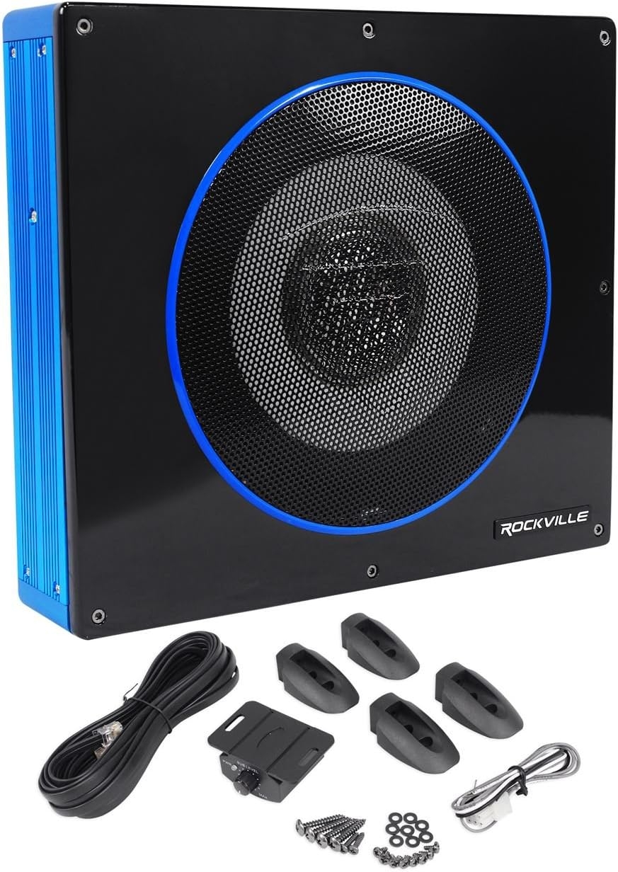 Rockville RW10CA 800W Peak Slim 10" Active Powered Car Subwoofer, Built-in Amp, Hardwired Remote Control, Low Profile Design for Compact Car Audio Systems - Image 9