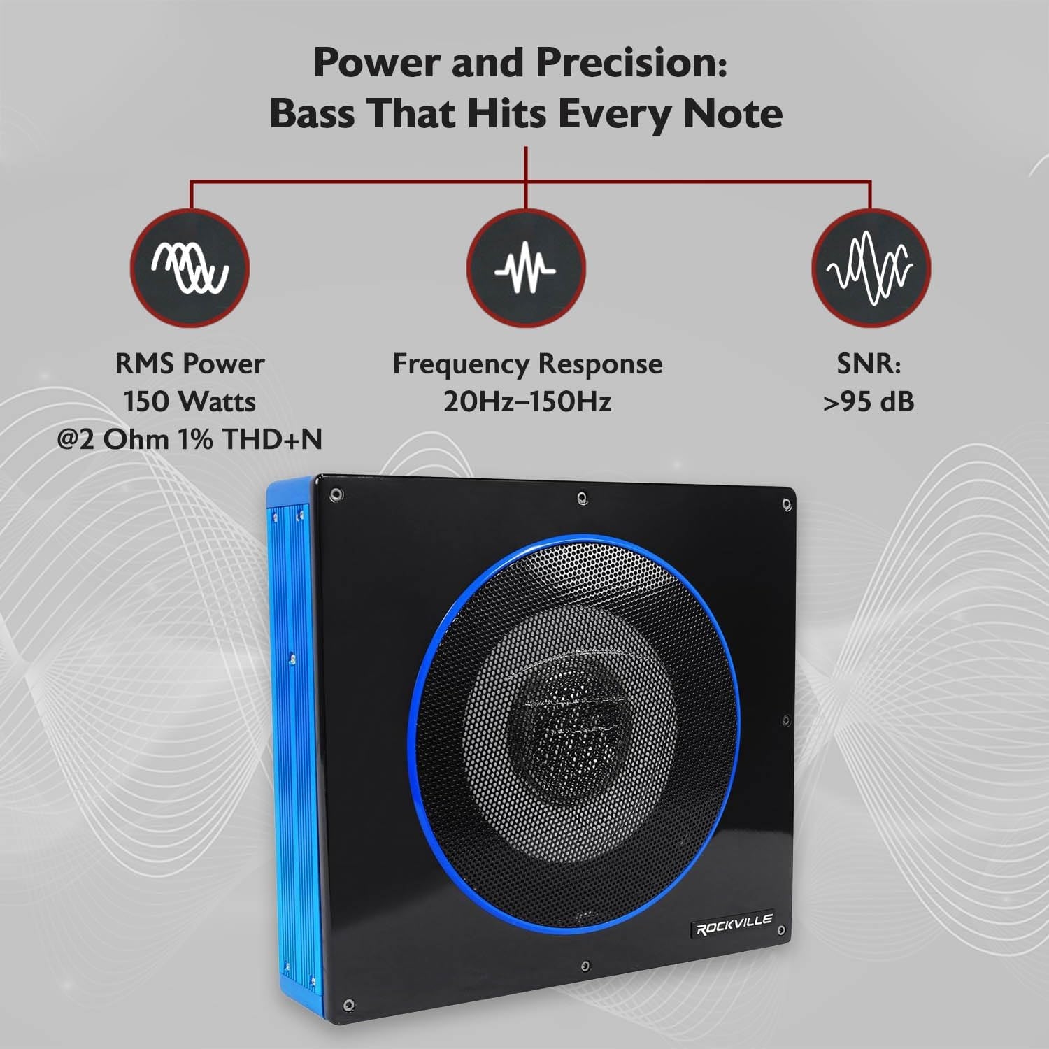 Rockville RW10CA 800W Peak Slim 10" Active Powered Car Subwoofer, Built-in Amp, Hardwired Remote Control, Low Profile Design for Compact Car Audio Systems - Image 10