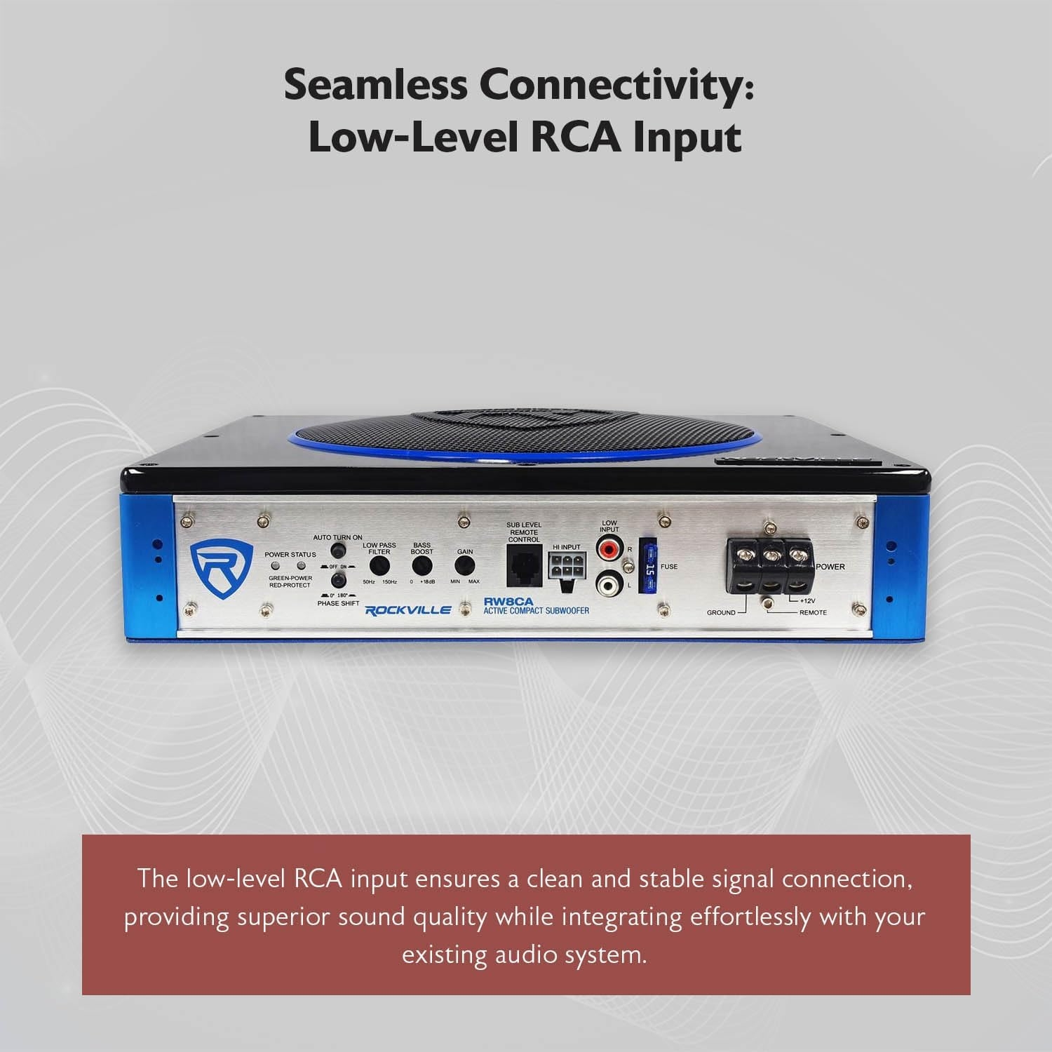 Rockville RW10CA 800W Peak Slim 10" Active Powered Car Subwoofer, Built-in Amp, Hardwired Remote Control, Low Profile Design for Compact Car Audio Systems - Image 13