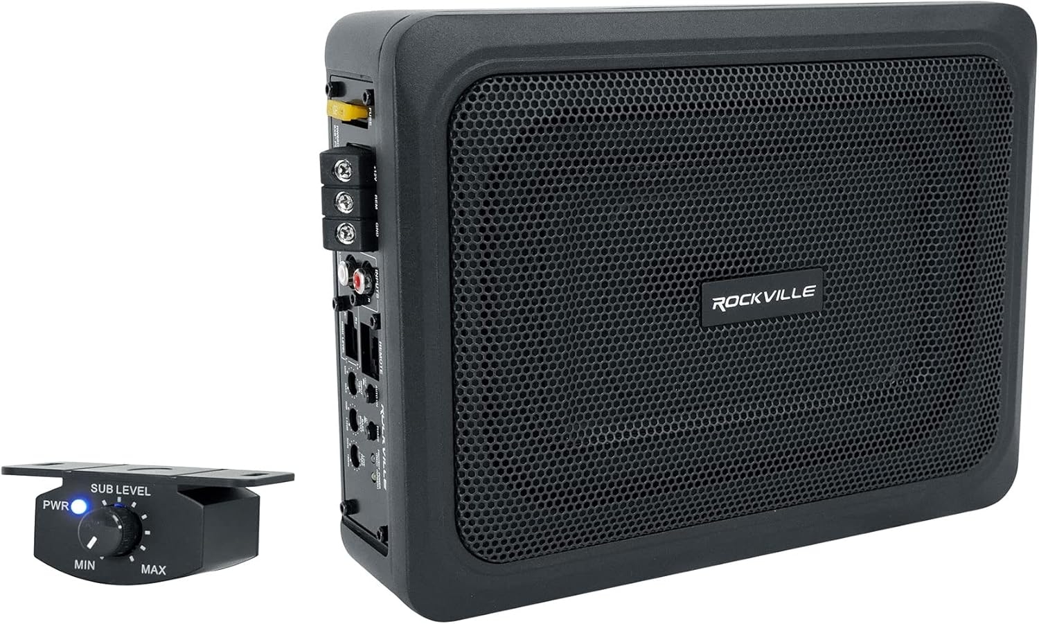 Rockville RW10CA 800W Peak Slim 10" Active Powered Car Subwoofer, Built-in Amp, Hardwired Remote Control, Low Profile Design for Compact Car Audio Systems - Image 18