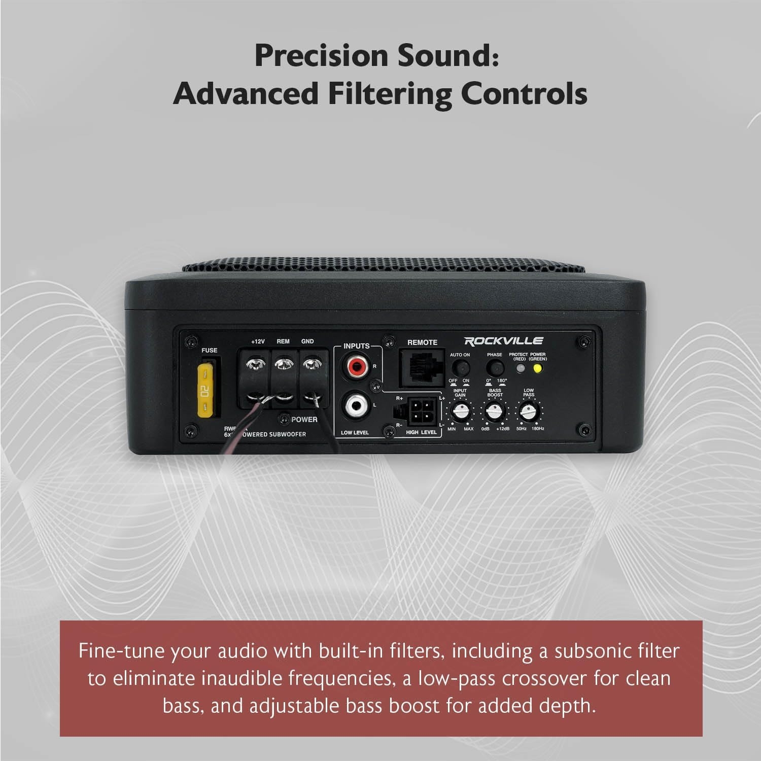 Rockville RW10CA 800W Peak Slim 10" Active Powered Car Subwoofer, Built-in Amp, Hardwired Remote Control, Low Profile Design for Compact Car Audio Systems - Image 23