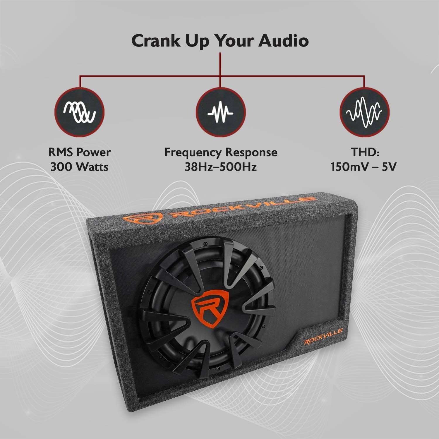 Rockville RWS12CA 1200W 12" Amplified Powered Car Subwoofer Enclosure, 4 Ohm, Slim Design, Built-in Amplifier, Remote Bass Control, for Cars, Trucks & SUVs - Image 2