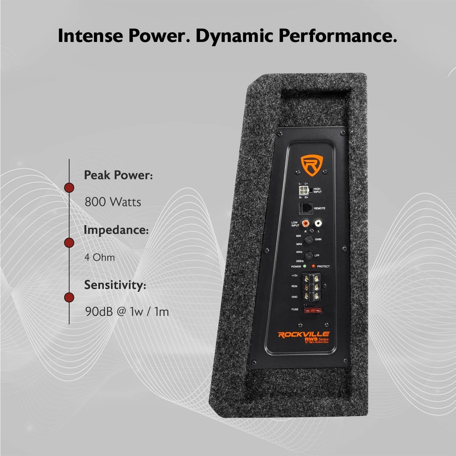 Rockville RWS12CA 1200W 12" Amplified Powered Car Subwoofer Enclosure, 4 Ohm, Slim Design, Built-in Amplifier, Remote Bass Control, for Cars, Trucks & SUVs - Image 9