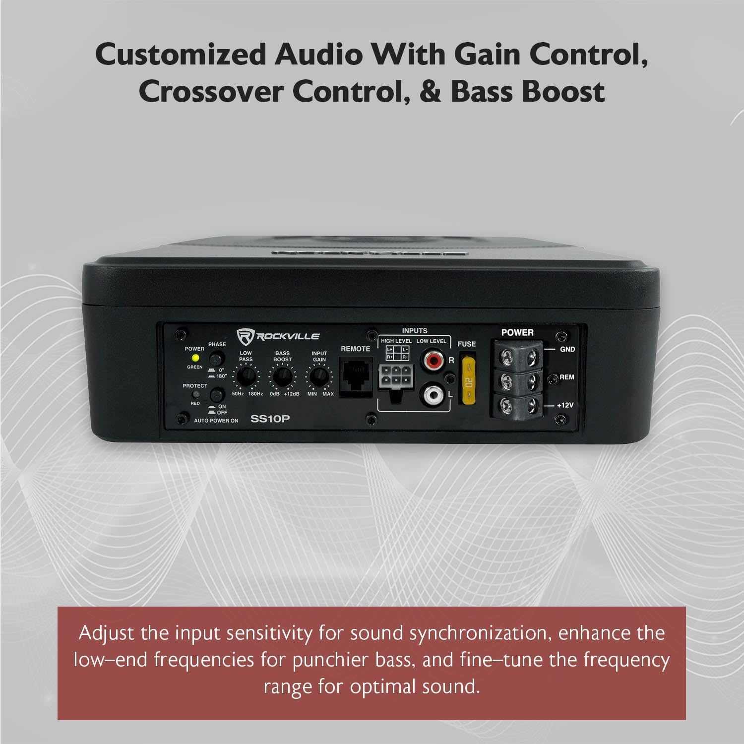 Rockville SS10P 800W Slim Under-Seat Active Car/Truck Subwoofer, Built-in Amp, Wired Remote Bass Knob, Cast Aluminum, for Car Audio Upgrades - Image 6