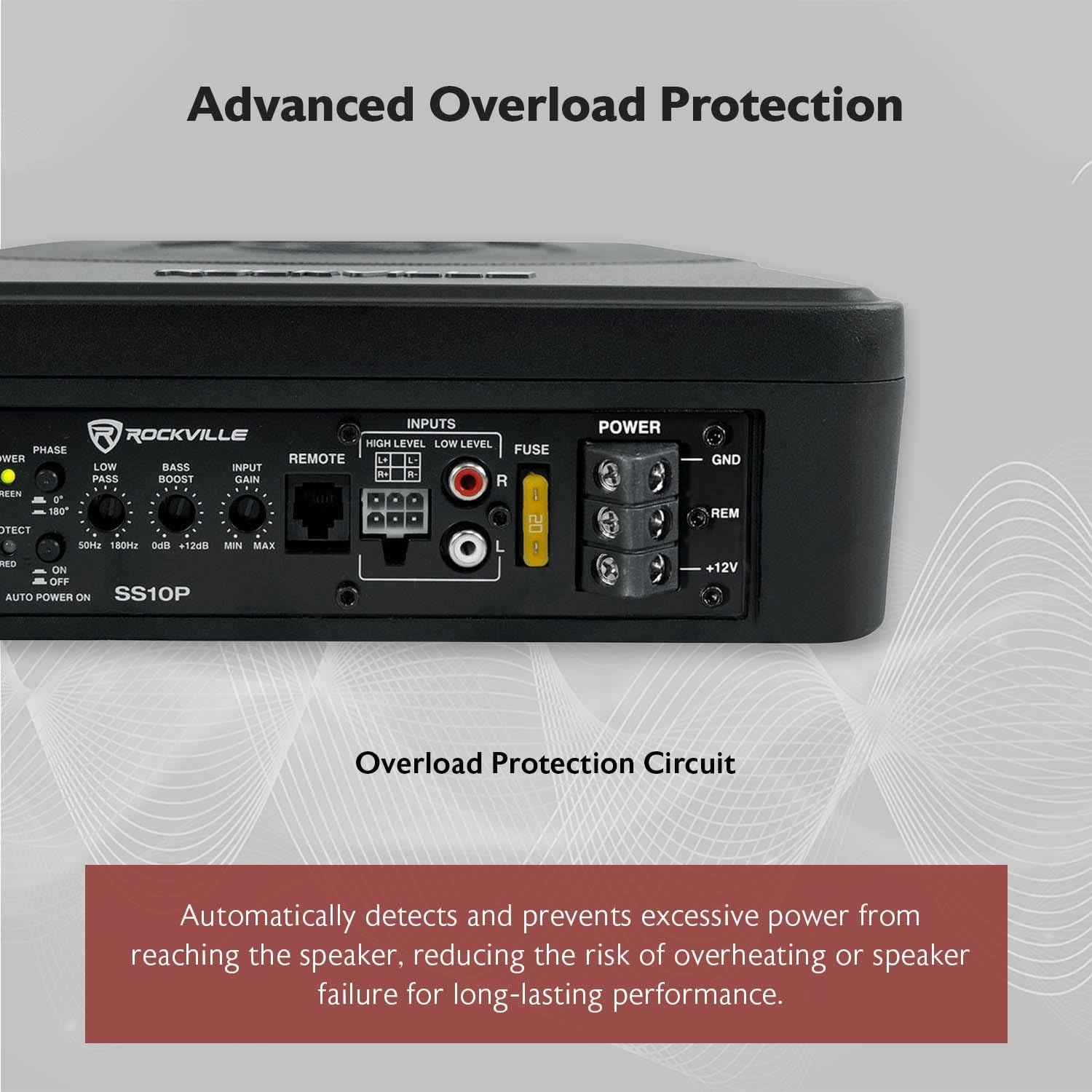 Rockville SS10P 800W Slim Under-Seat Active Car/Truck Subwoofer, Built-in Amp, Wired Remote Bass Knob, Cast Aluminum, for Car Audio Upgrades - Image 8