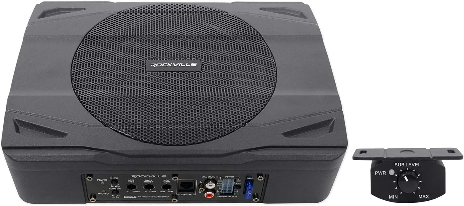 Rockville SS10P 800W Slim Under-Seat Active Car/Truck Subwoofer, Built-in Amp, Wired Remote Bass Knob, Cast Aluminum, for Car Audio Upgrades - Image 10