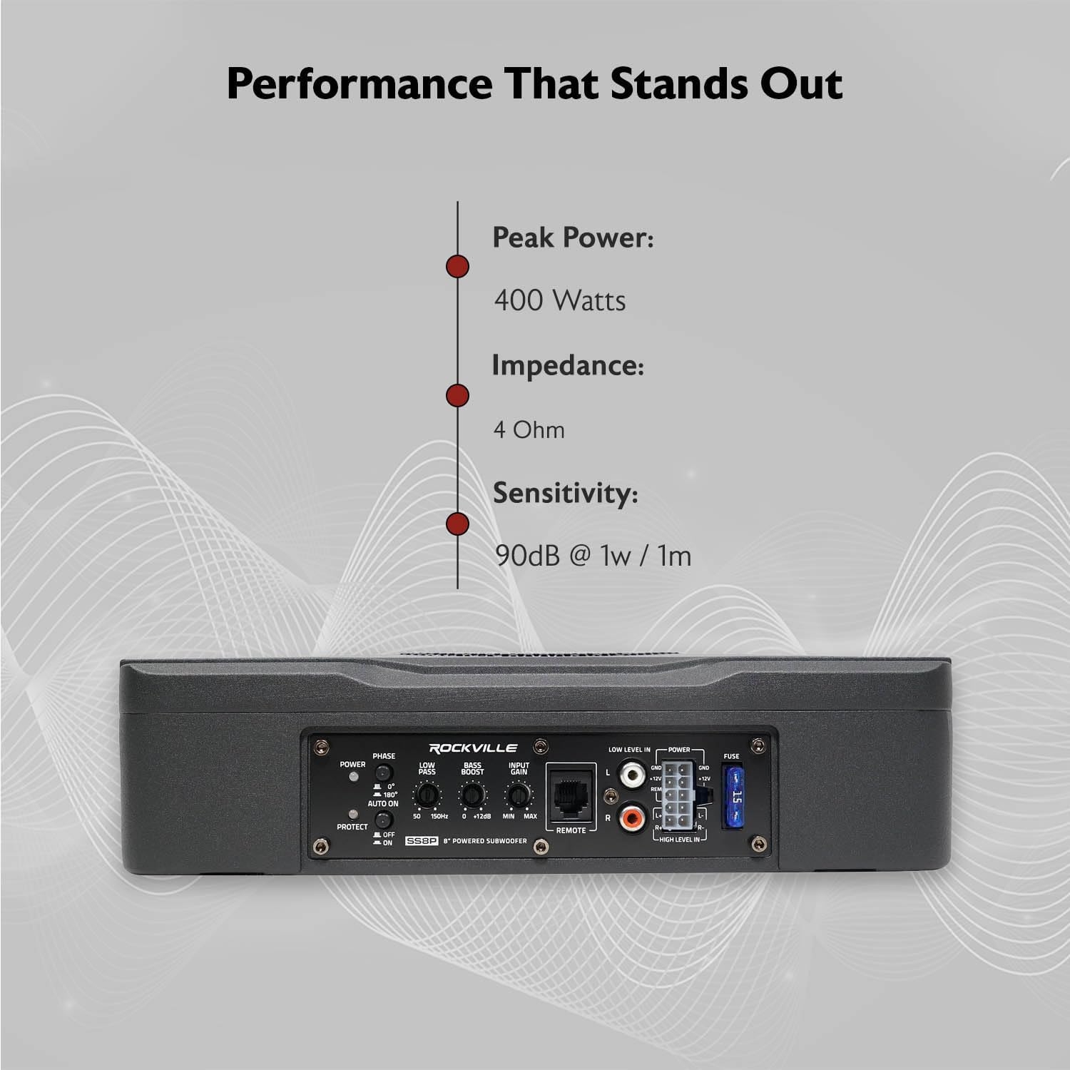 Rockville SS10P 800W Slim Under-Seat Active Car/Truck Subwoofer, Built-in Amp, Wired Remote Bass Knob, Cast Aluminum, for Car Audio Upgrades - Image 14