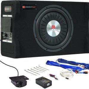 H YANKA AYOCK SKA-TS12M 12″ Compact Active Subwoofer System, 1200W Car Audio Bass Subwoofer, 300W RMS SUB with Built-in Amplifier, Easy Installation, Powerful Deep Bass for Car Trunk