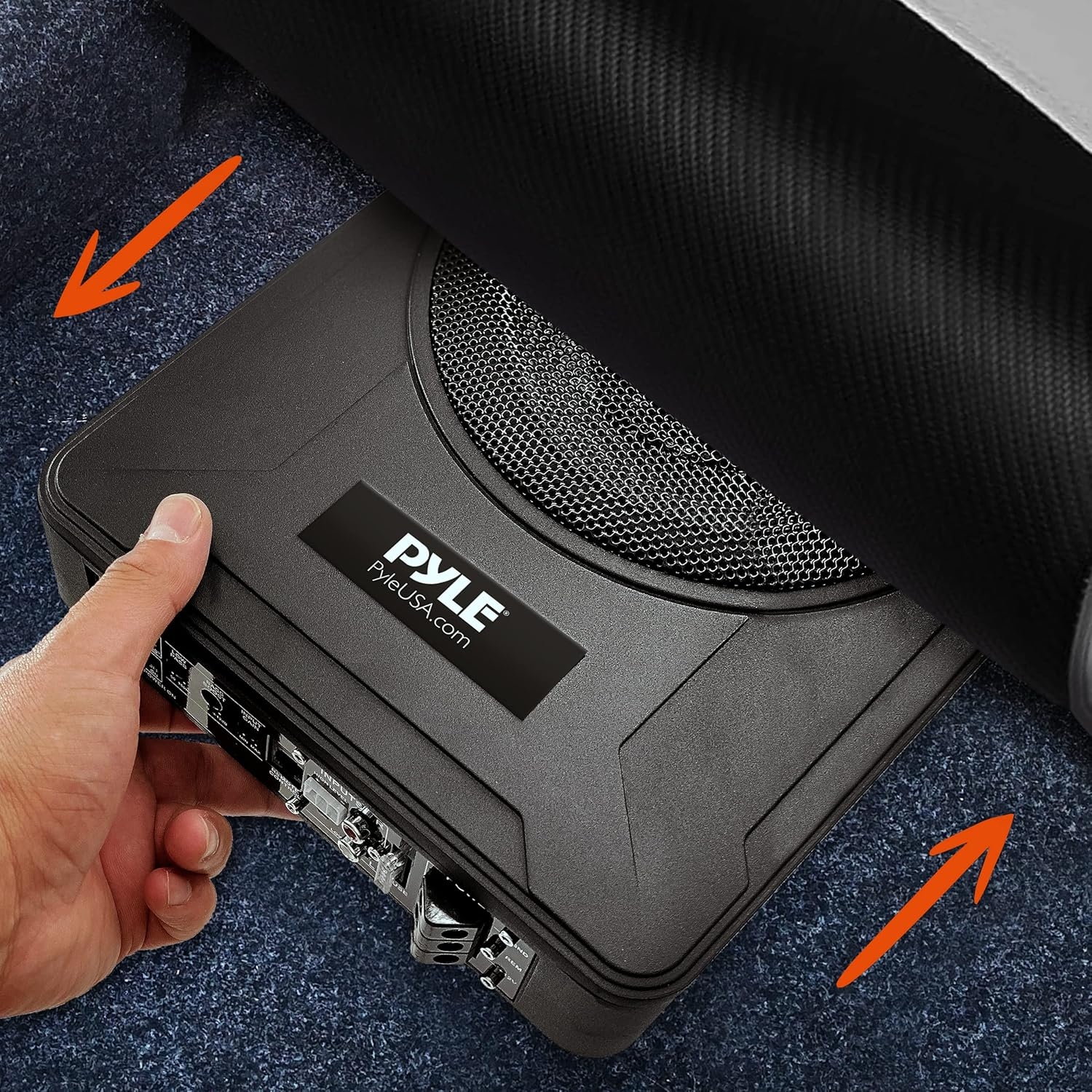 Pyle 8-Inch Low-Profile Amplified Subwoofer System - 600 Watt Compact Enclosed Active Underseat Car Audio Subwoofer with Built In Amp, Powered Car Subwoofer w/ Low & High Level Inputs - Pyle PLBX8A - Image 7