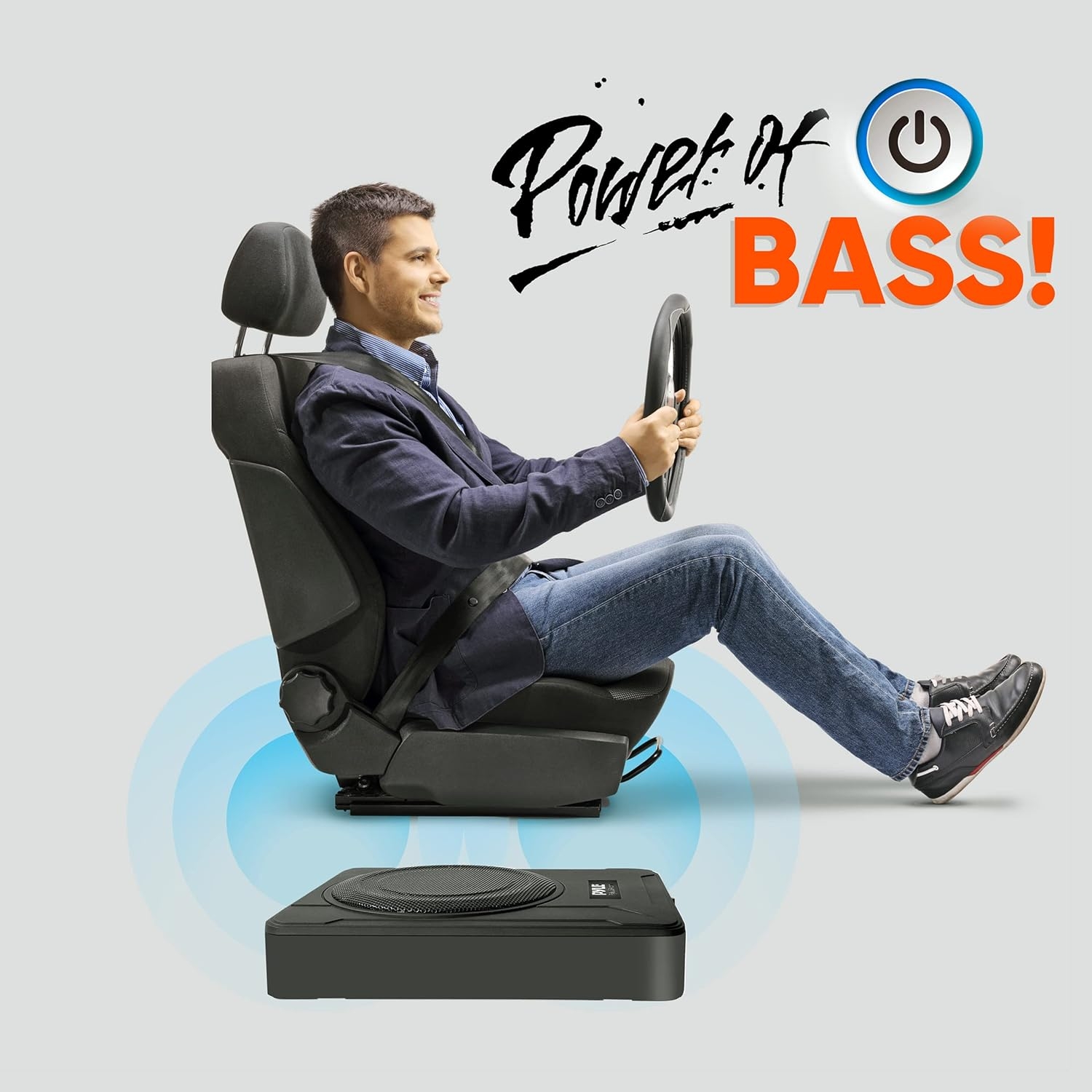Pyle 8-Inch Low-Profile Amplified Subwoofer System - 600 Watt Compact Enclosed Active Underseat Car Audio Subwoofer with Built In Amp, Powered Car Subwoofer w/ Low & High Level Inputs - Pyle PLBX8A - Image 8
