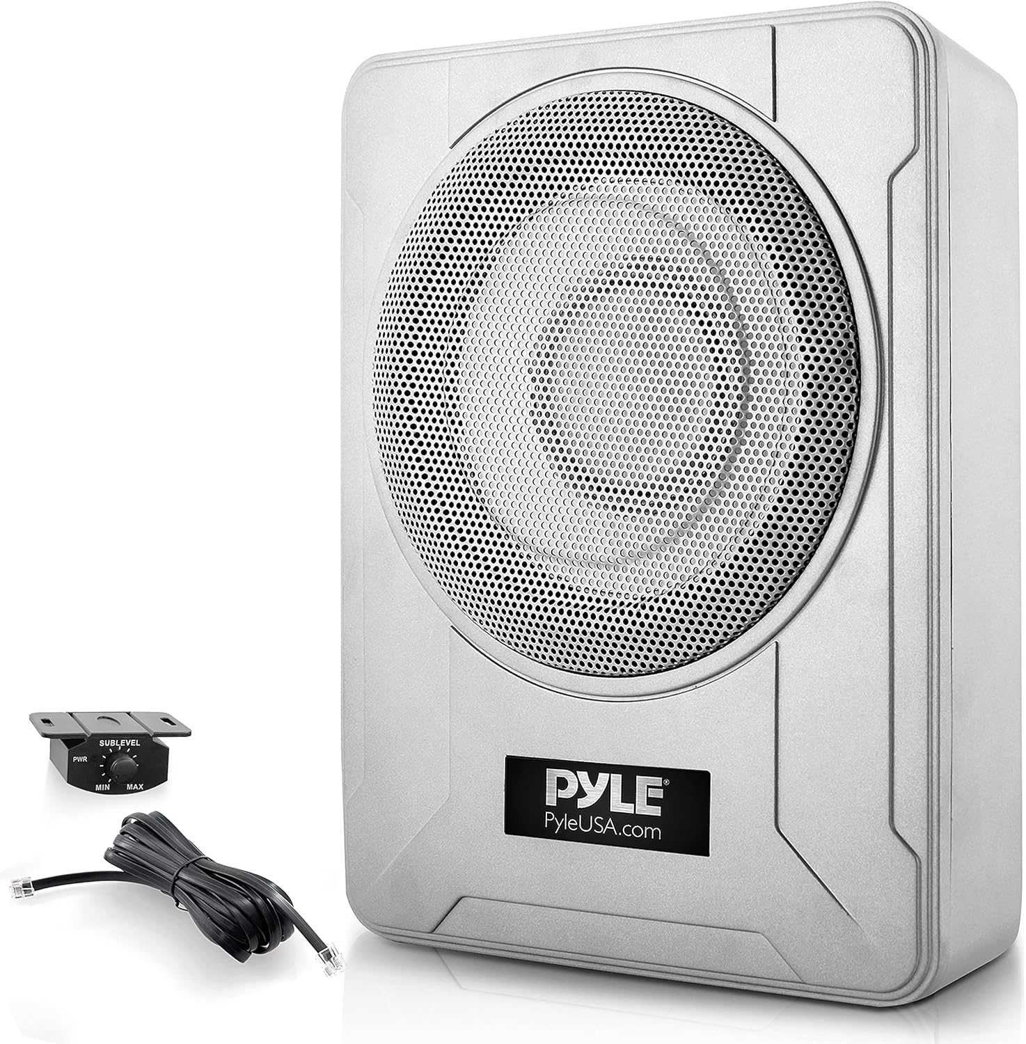 Pyle 8-Inch Low-Profile Amplified Subwoofer System - 600 Watt Compact Enclosed Active Underseat Car Audio Subwoofer with Built In Amp, Powered Car Subwoofer w/ Low & High Level Inputs - Pyle PLBX8A - Image 10