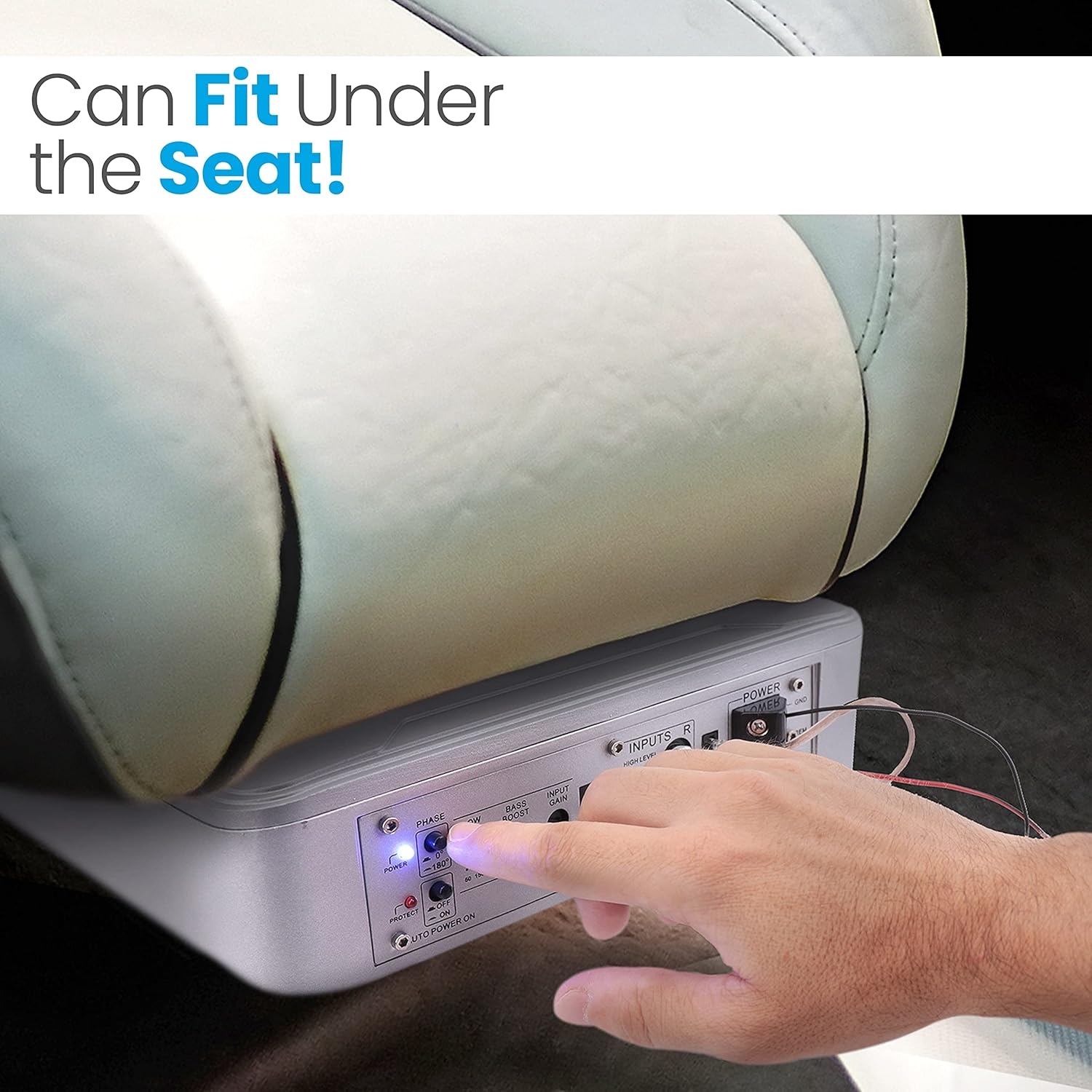 Pyle 8-Inch Low-Profile Amplified Subwoofer System - 600 Watt Compact Enclosed Active Underseat Car Audio Subwoofer with Built In Amp, Powered Car Subwoofer w/ Low & High Level Inputs - Pyle PLBX8A - Image 13