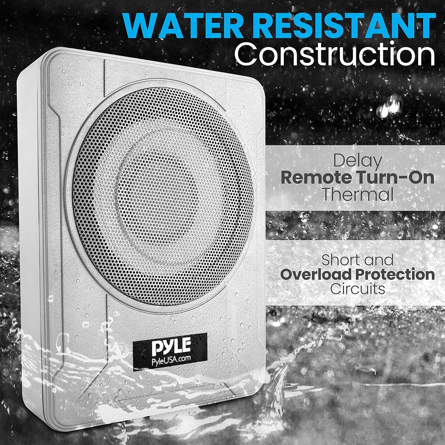 Pyle 8-Inch Low-Profile Amplified Subwoofer System - 600 Watt Compact Enclosed Active Underseat Car Audio Subwoofer with Built In Amp, Powered Car Subwoofer w/ Low & High Level Inputs - Pyle PLBX8A - Image 14