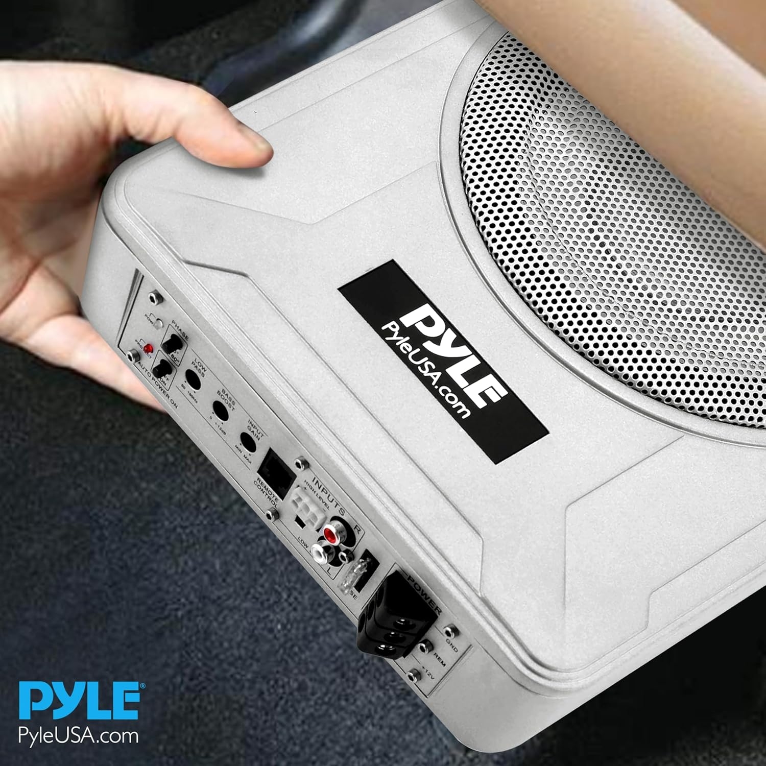 Pyle 8-Inch Low-Profile Amplified Subwoofer System - 600 Watt Compact Enclosed Active Underseat Car Audio Subwoofer with Built In Amp, Powered Car Subwoofer w/ Low & High Level Inputs - Pyle PLBX8A - Image 16