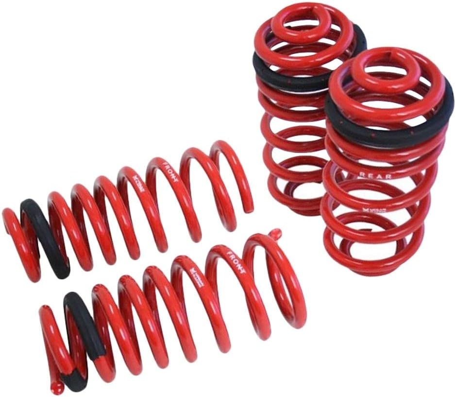 Megan MR-LS-BX507 Powdercoated Red Euro-Version Front Rear Lowering Springs Kit (SAE 9254 Cold Wounded Steel)