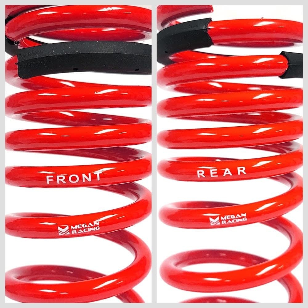 Megan MR-LS-BX507 Powdercoated Red Euro-Version Front Rear Lowering Springs Kit (SAE 9254 Cold Wounded Steel) - Image 3