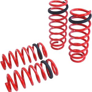 Megan MR-LS-BF10 Powdercoated Red Euro-Version Front Rear Lowering Springs Kit (SAE 9254 Cold Wounded Steel)