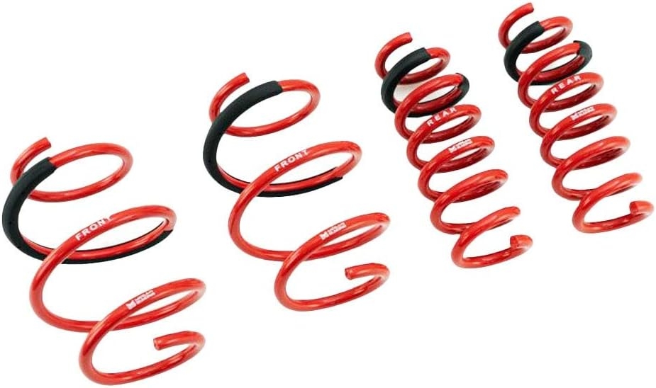 Megan MR-LS-BG20 Powdercoated Red Euro-Version Front Rear Lowering Springs Kit (SAE 9254 Cold Wounded Steel)