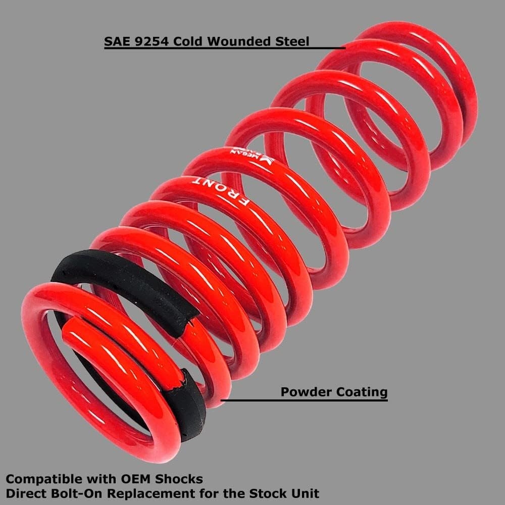 Megan MR-LS-BG20 Powdercoated Red Euro-Version Front Rear Lowering Springs Kit (SAE 9254 Cold Wounded Steel) - Image 3