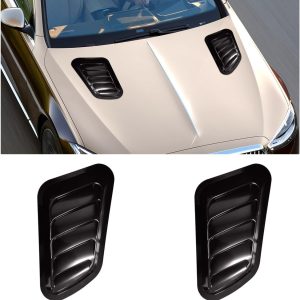 2PCS Car Hood Air Vent Cover, Universal Automotive Bonnet Air Vents Engine Hood Scoop, Front Air Vents Engine Hood Cover Trim, Vehicle Exterior Decor Accessories for Most Cars (Black)