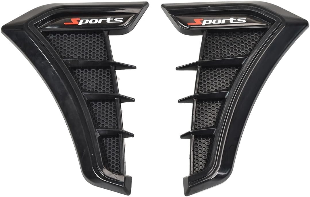 Universal Car Fender Side Vents-Air Flow Intake Hole Grille-Side Marker Air Wing Vent Trim Cover - Fender Decorative Spoiler-The Whole Back is Double-Sided Glue (Black)