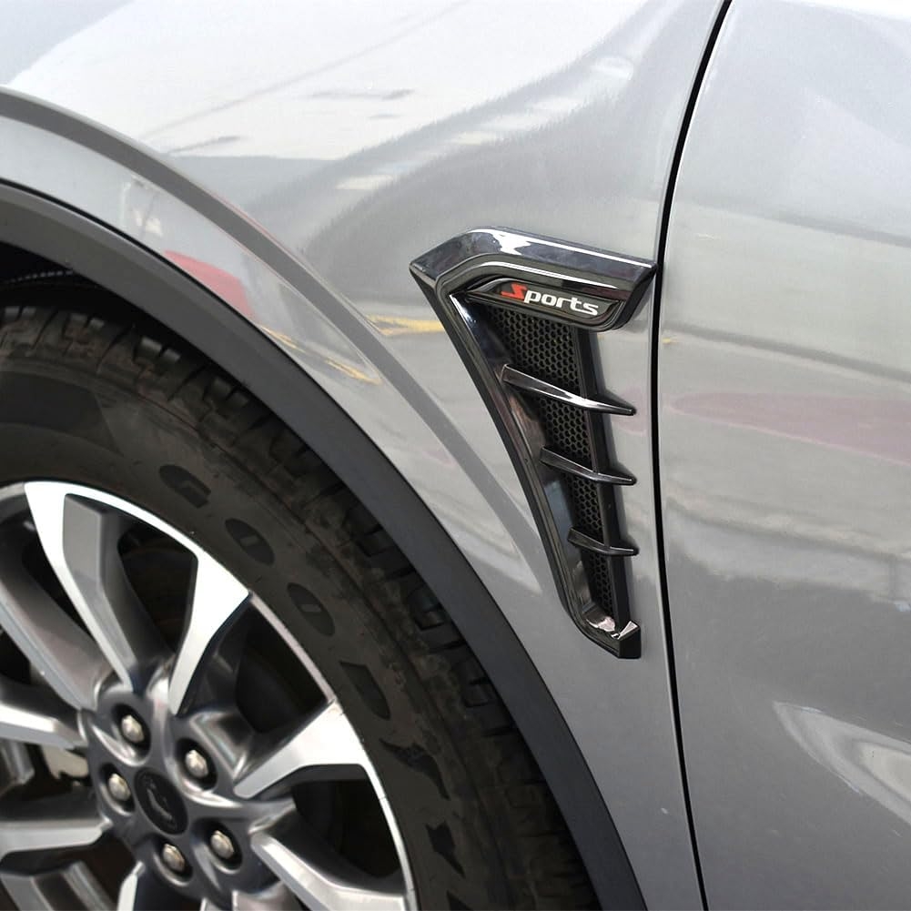 Universal Car Fender Side Vents-Air Flow Intake Hole Grille-Side Marker Air Wing Vent Trim Cover - Fender Decorative Spoiler-The Whole Back is Double-Sided Glue (Black) - Image 4