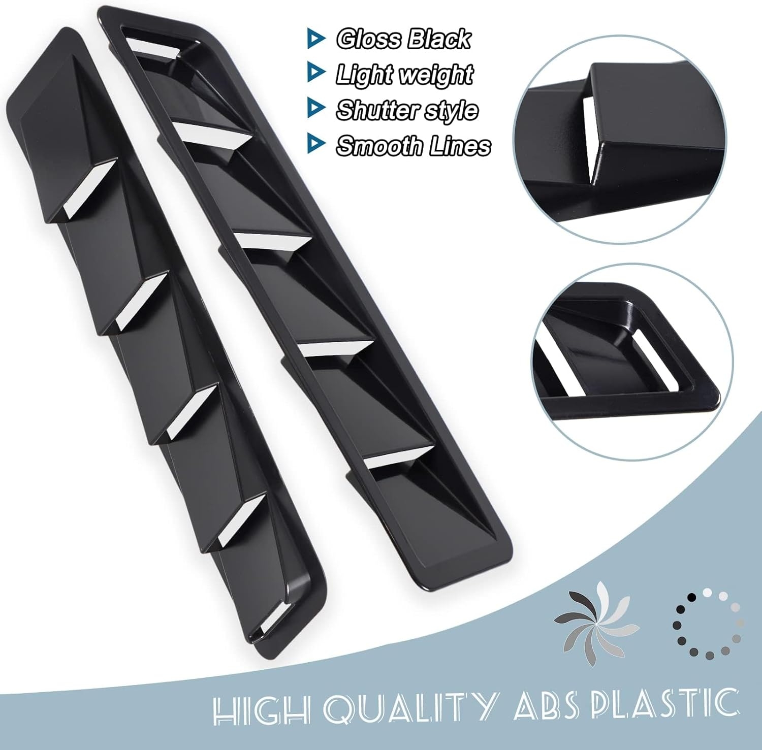 YESHMA Car Hood Vents Scoop Bonnet Cover Hood Intake Scoop Louvers Cooling Intake Vent Cover (Gloss Black) - Image 3